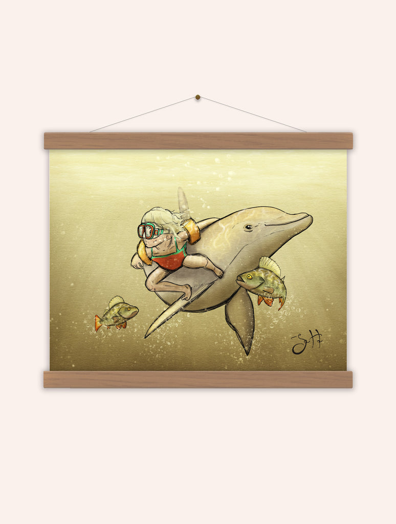 Barn och delfin