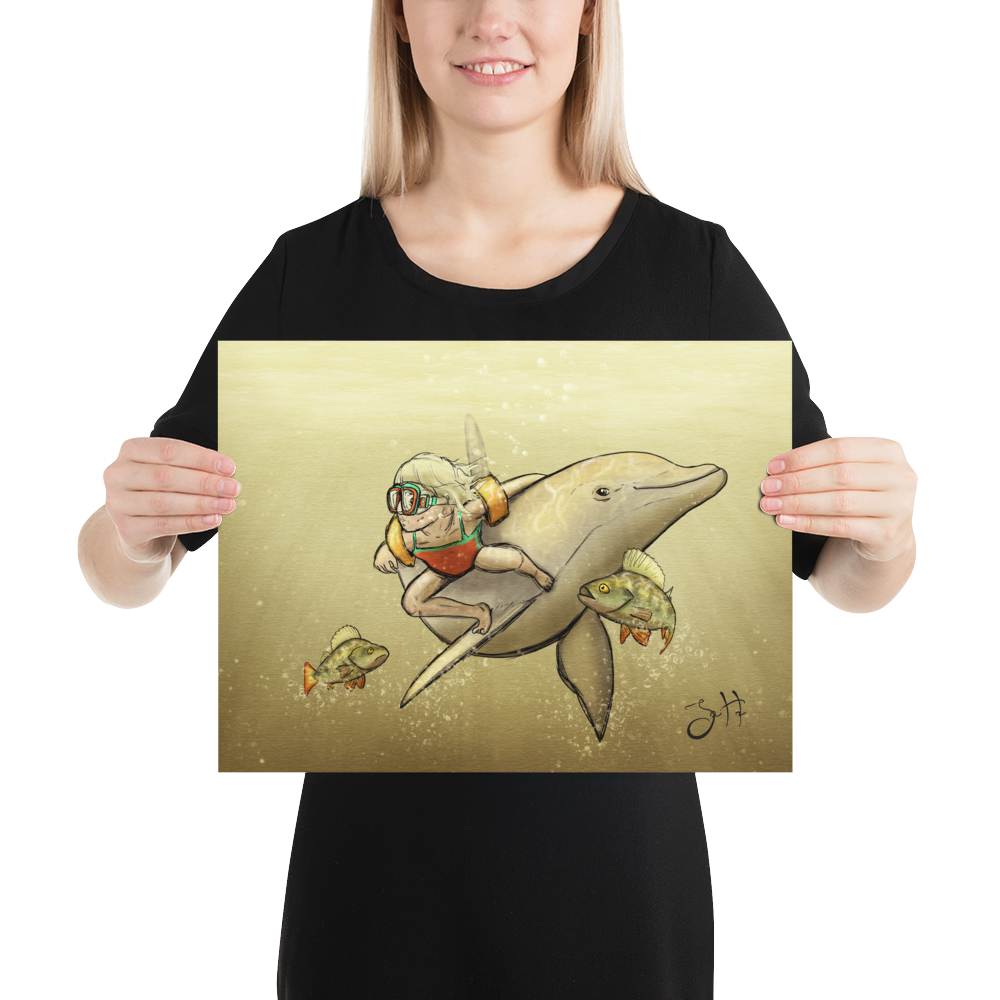 Barn och delfin