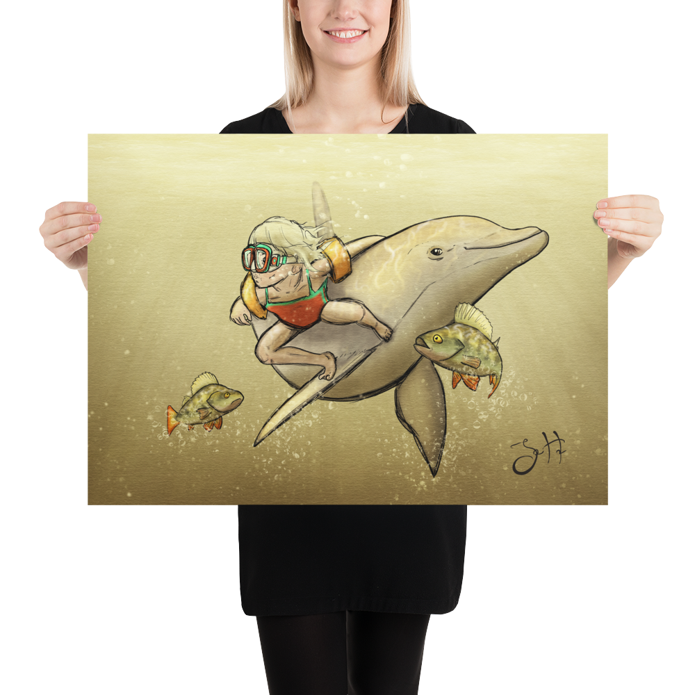 Barn och delfin