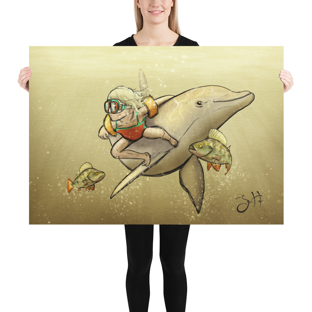 Barn och delfin