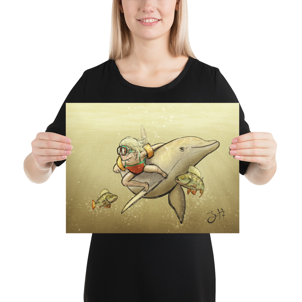 Barn och delfin