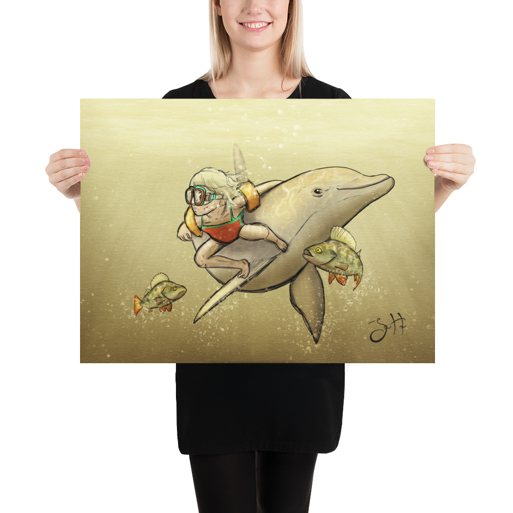 Barn och delfin
