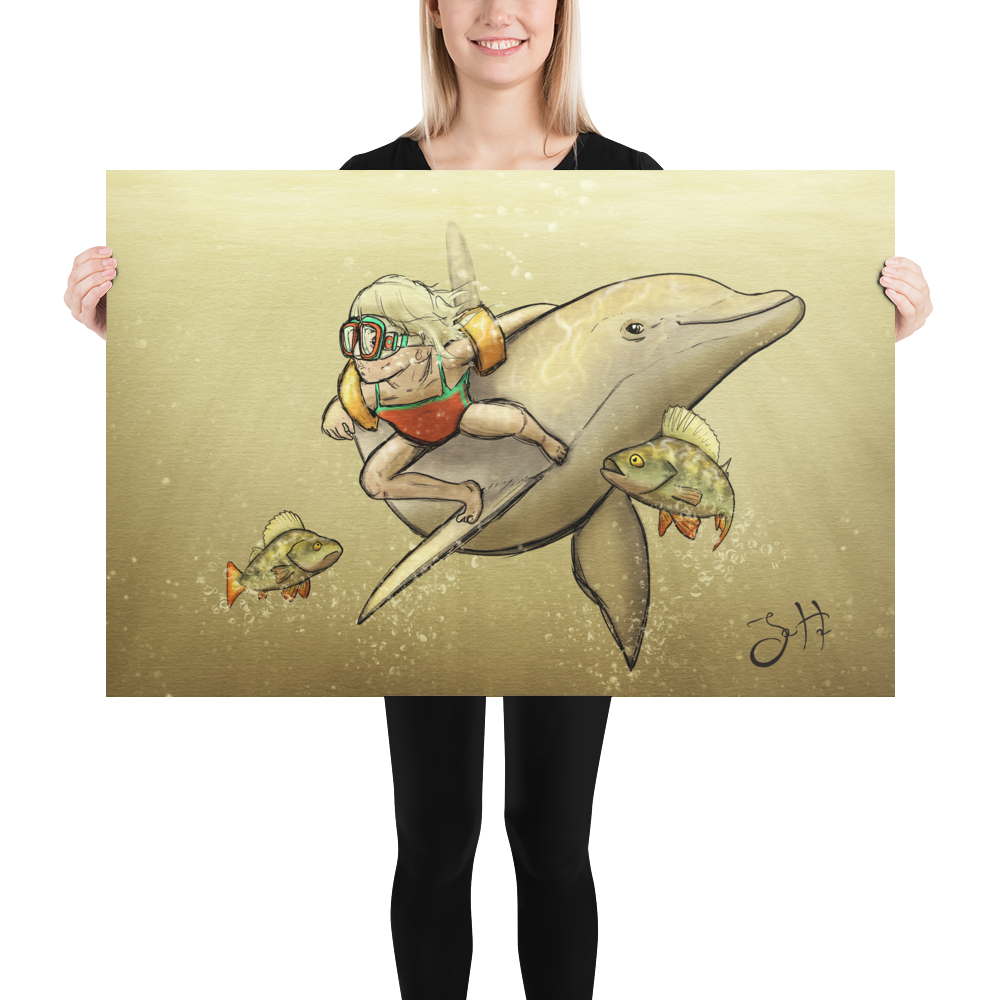 Barn och delfin